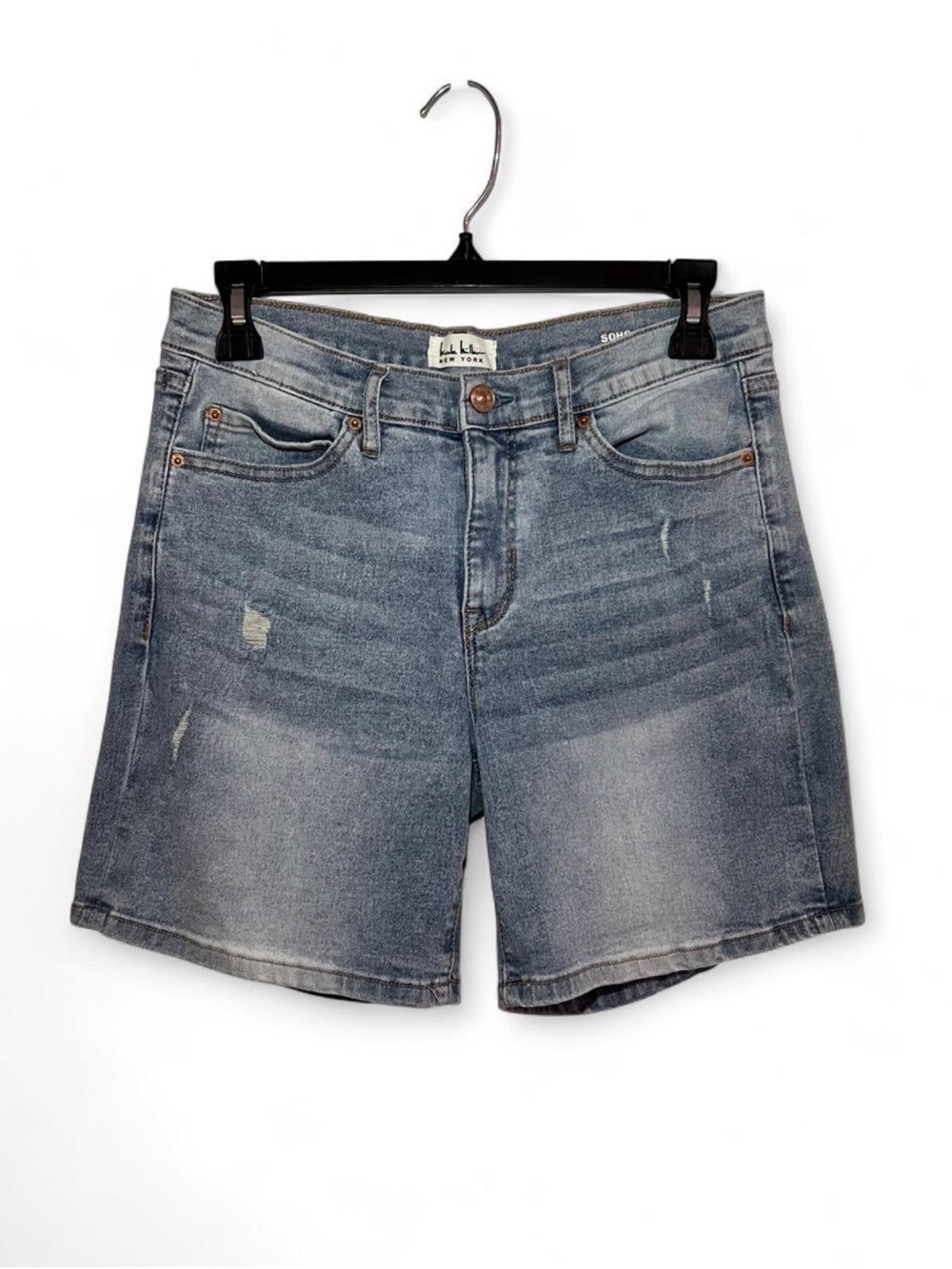 Nicole Miller Faded Blue Relaxed Denim Shorts